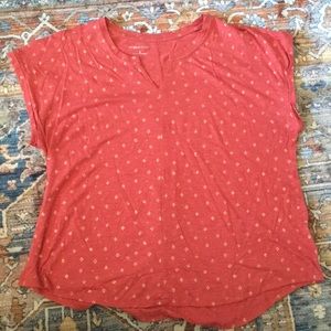 Coral T-Shirt with Gold Print